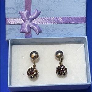 Vintage Red Crystal Clip Earrings